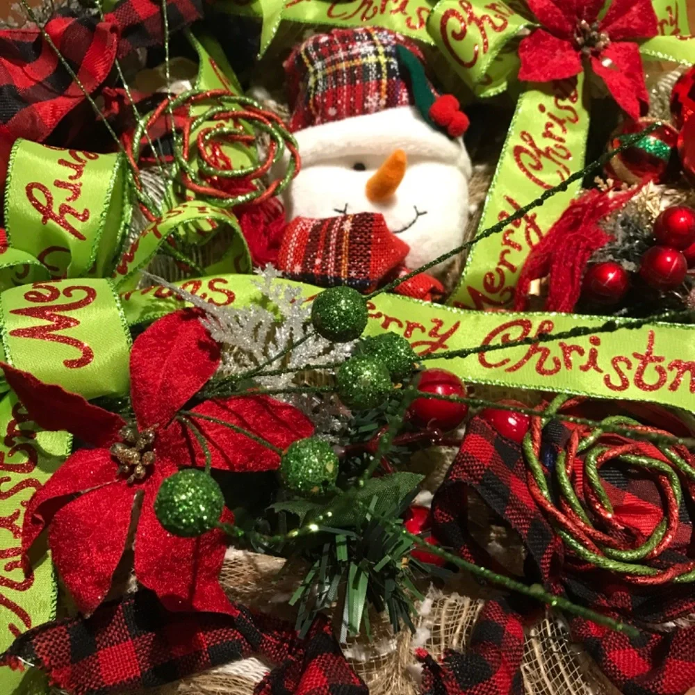 Snowman Wreath Winter Merry Wreath Hand Crafted Snowman Final Sale